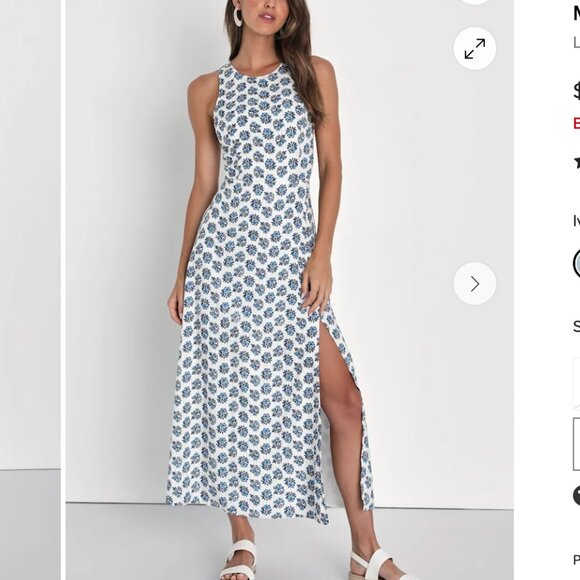 Lulus Ivory Floral Print Tie-back Midi Dress White - Size XXS - Picture 1 of 2